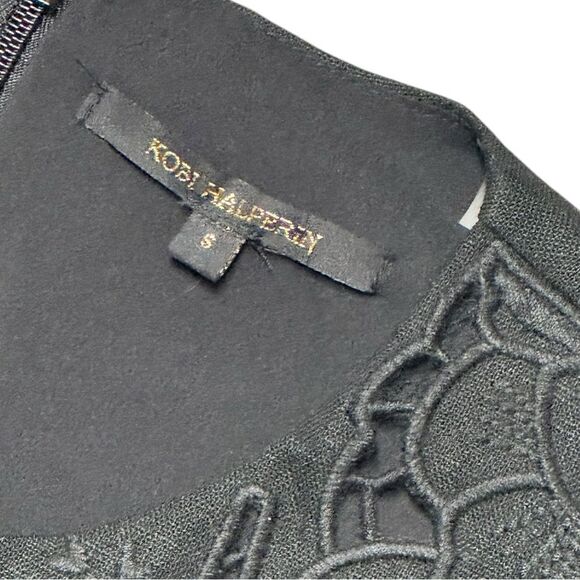 KOBI HALPERIN black Lisa Eyelet short sleeve linen blend mini Dress size small - Picture 8 of 8